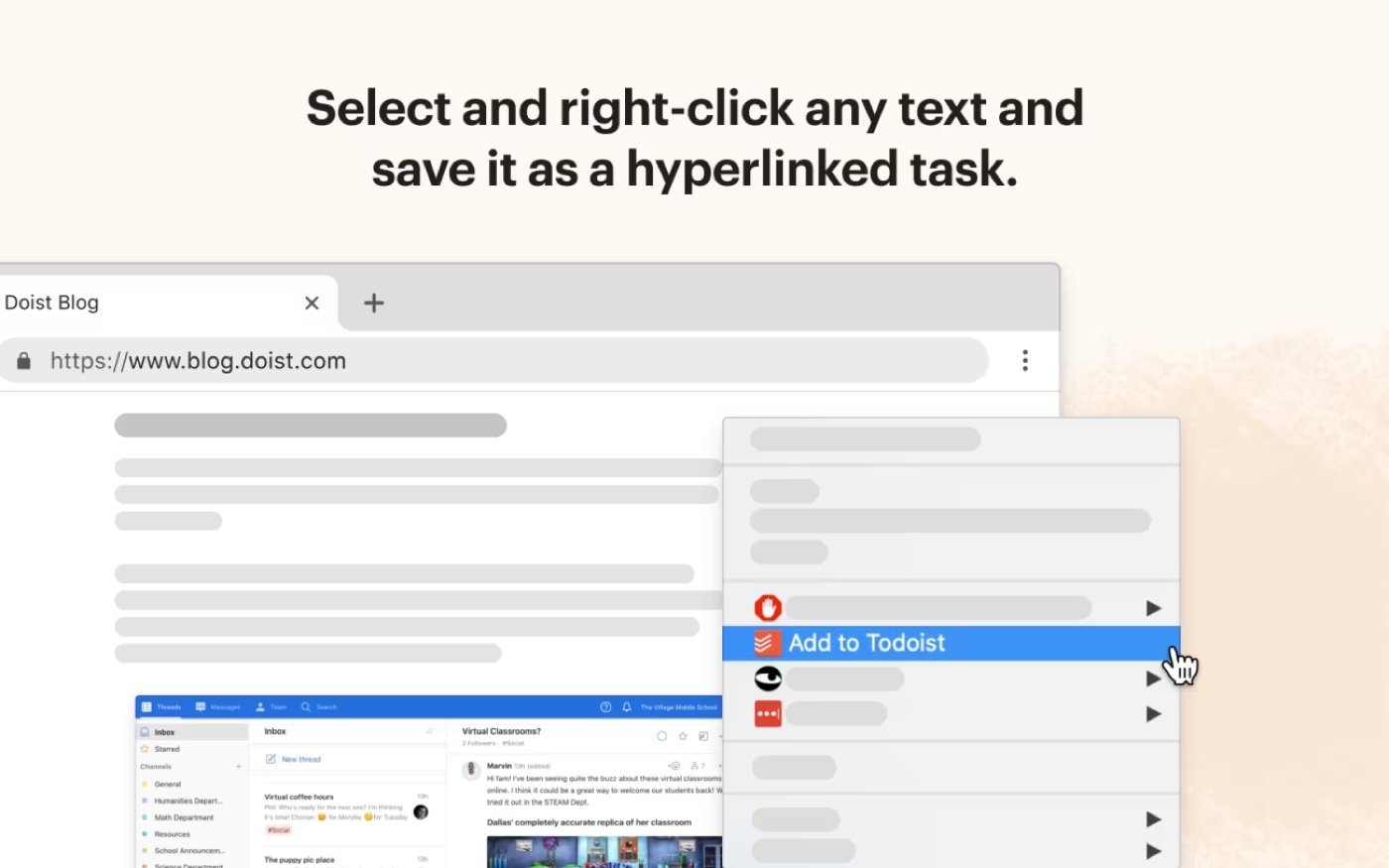 Screenshot of the Todoist Chrome extension