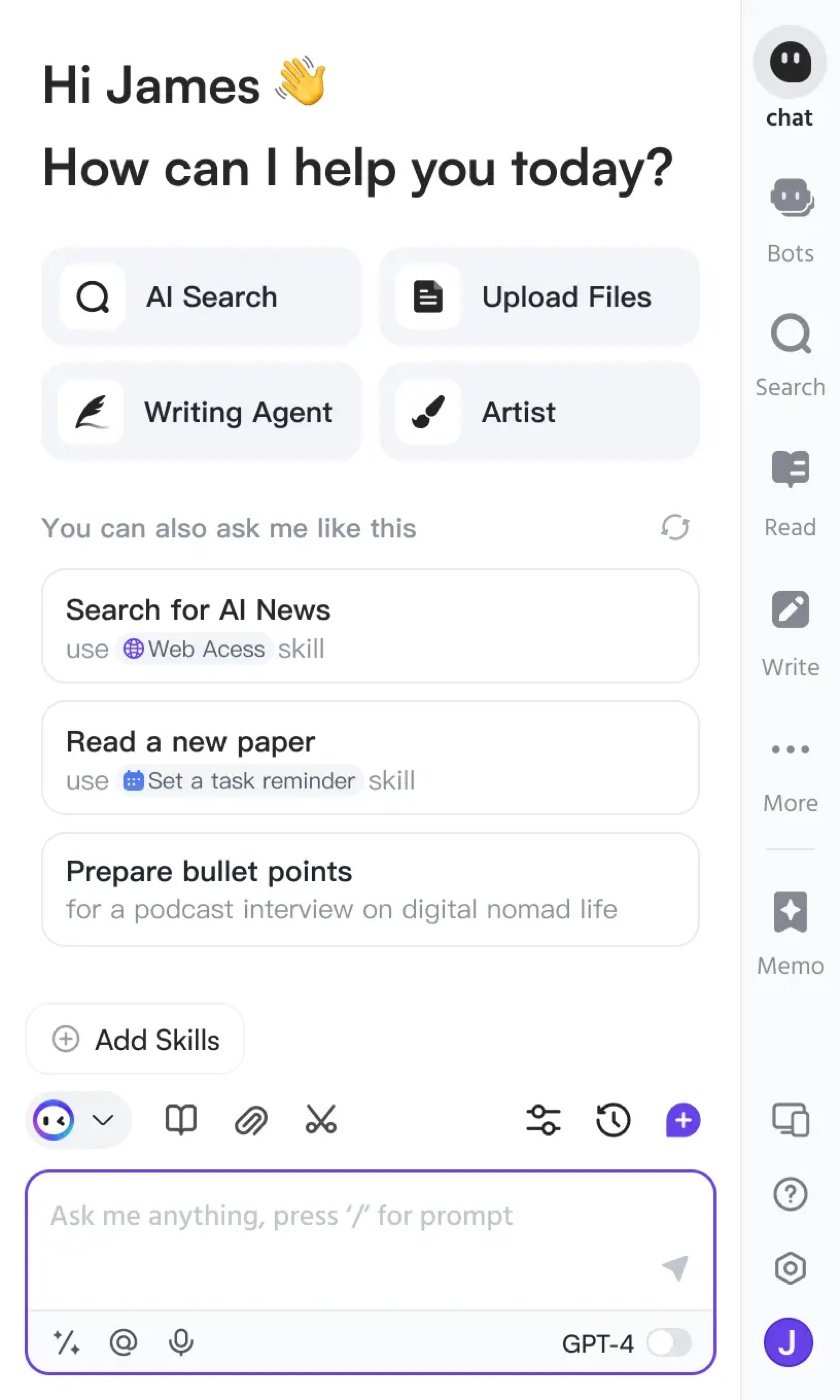 Screenshot of the Monica AI Chrome extension